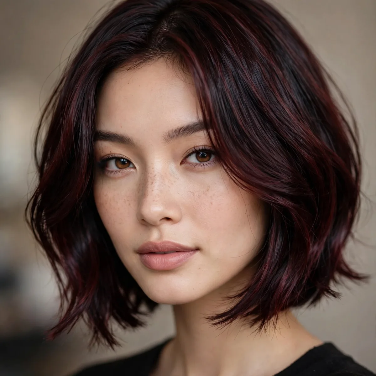 Black cherry lob haircut