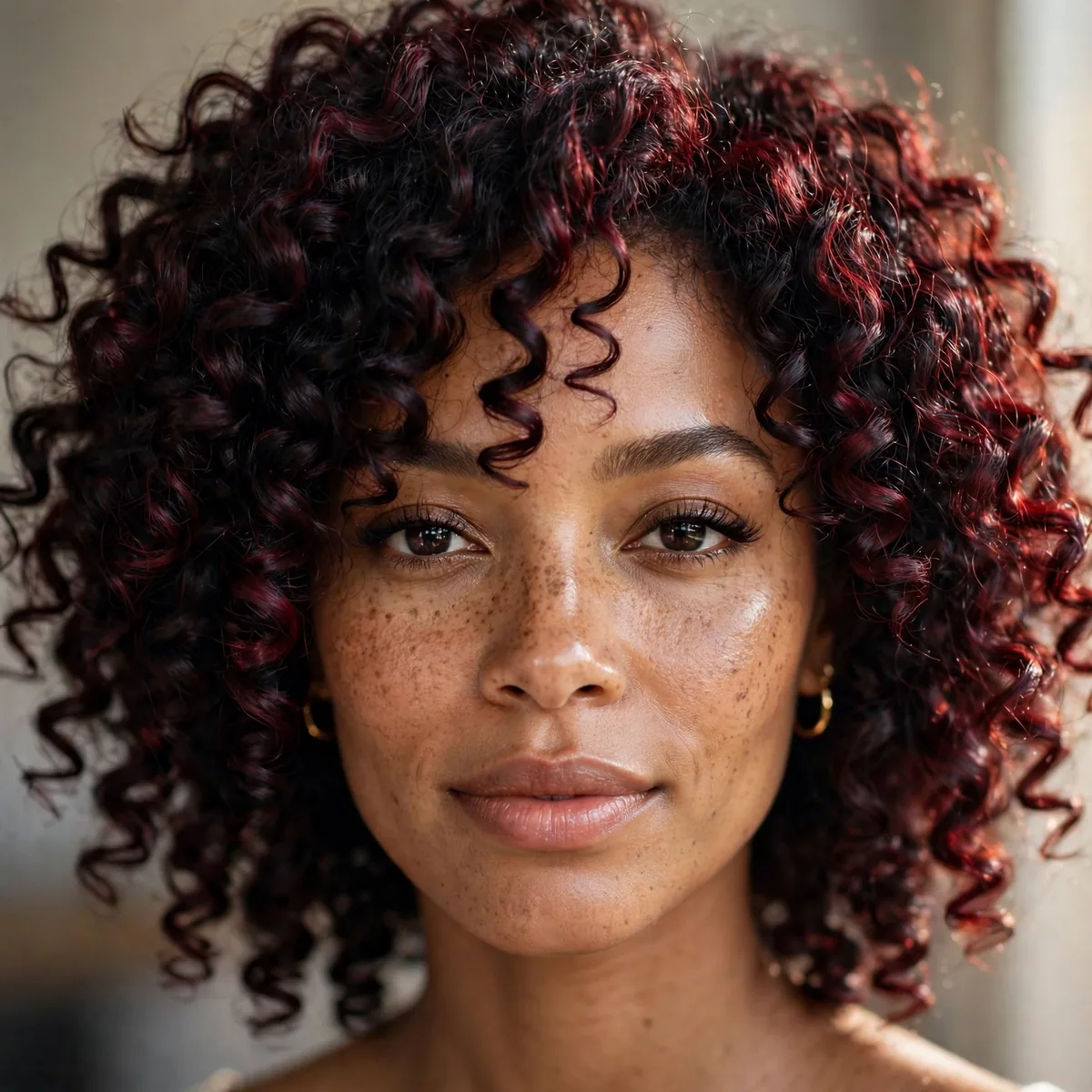 Black cherry color on natural curly hair
