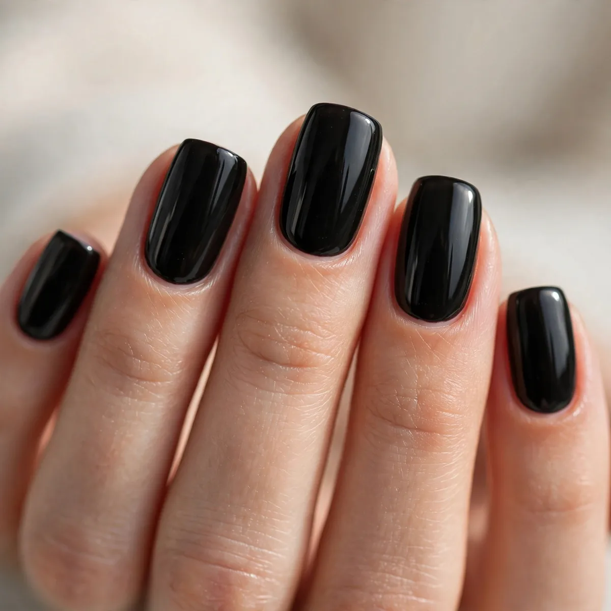 Glossy jet black nails