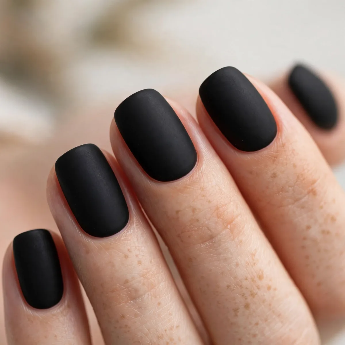 Matte black nail polish