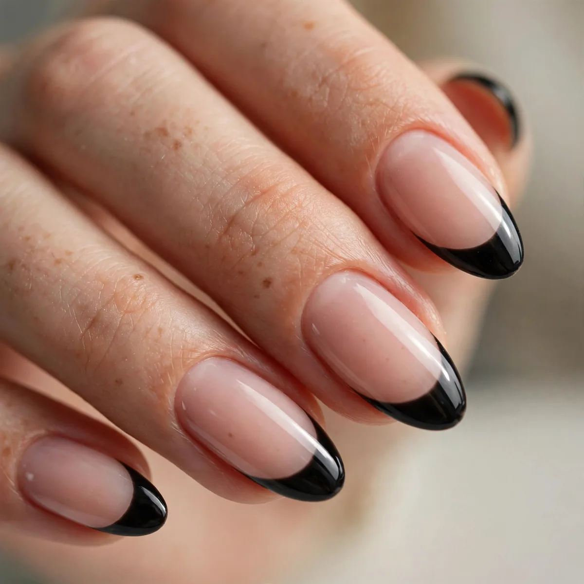 Black French tip nails