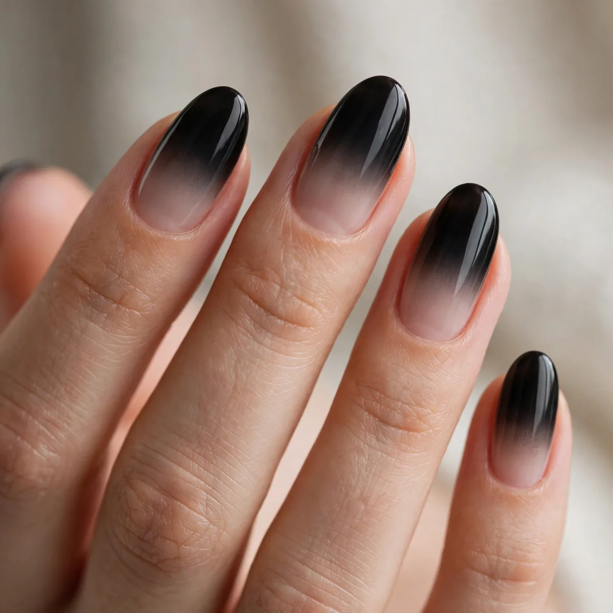 Black ombre gradient nails