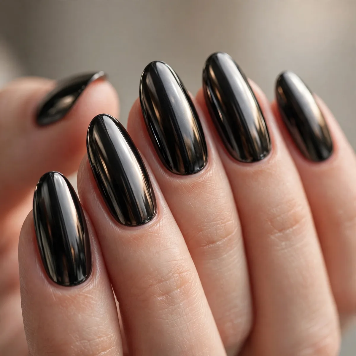Black chrome mirror nails