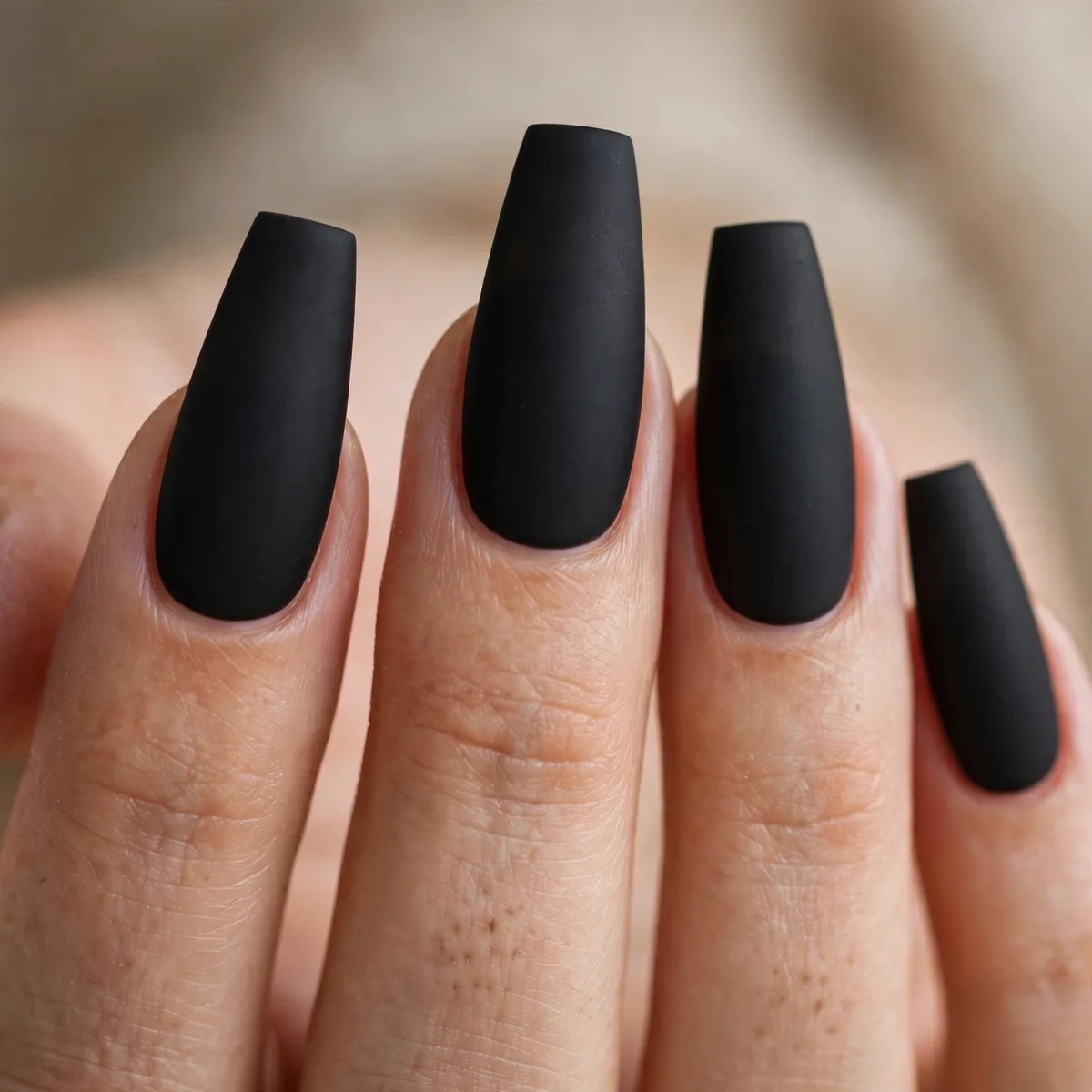 Matte black coffin nails