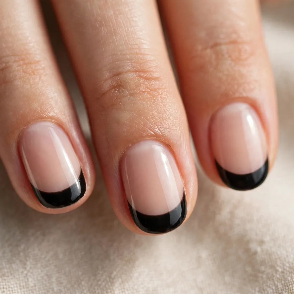 Black half moon nail design