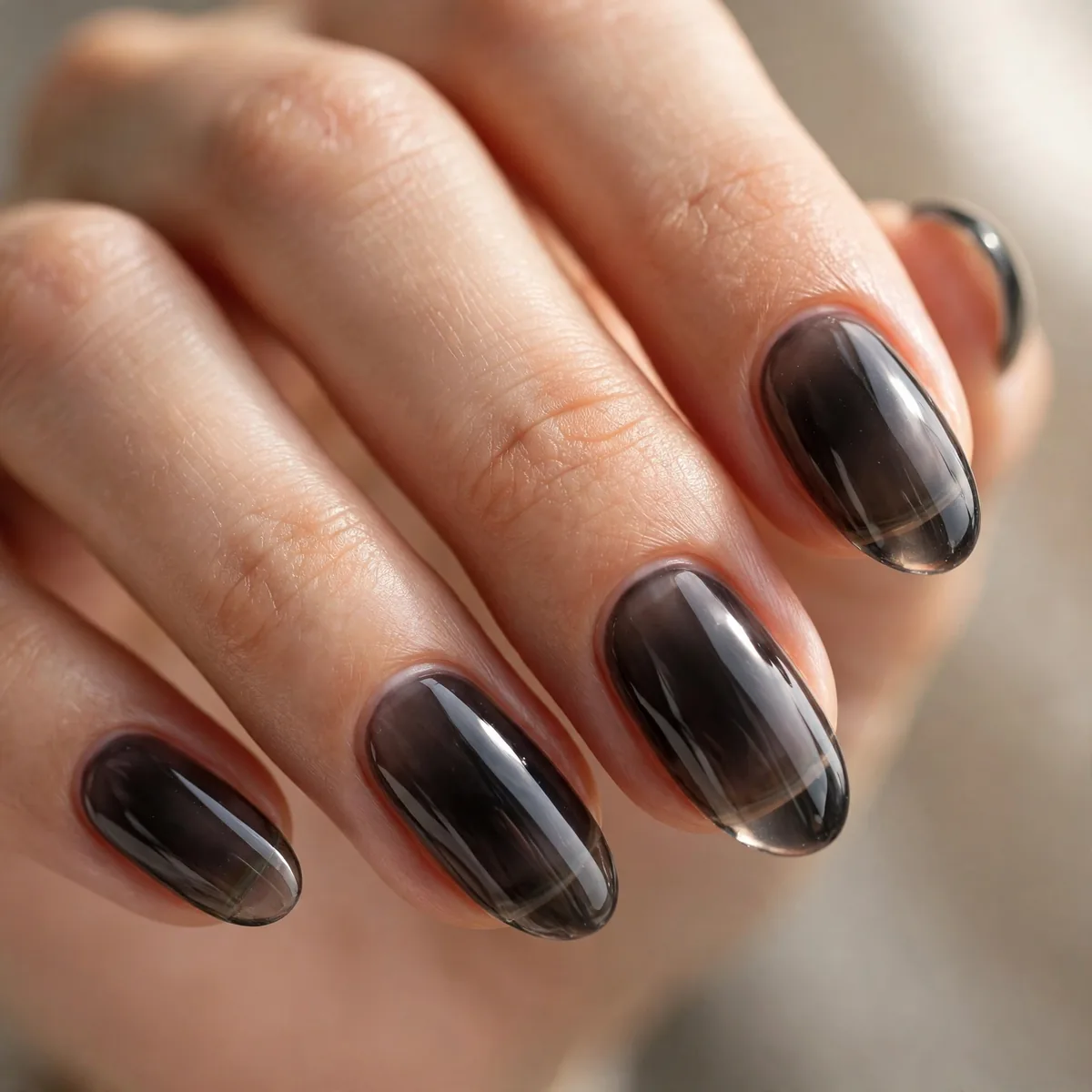 Translucent black jelly nails