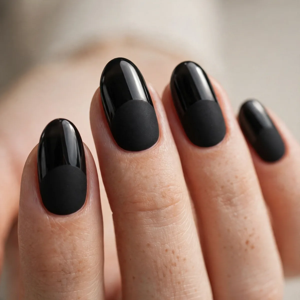 Mixed matte and gloss black nails