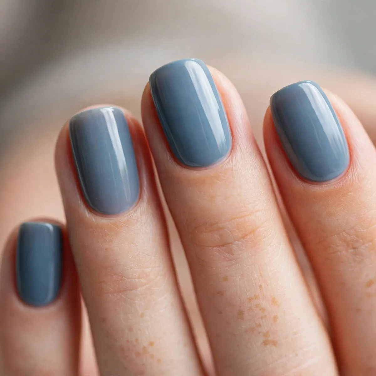 Dusty blue gray nail polish