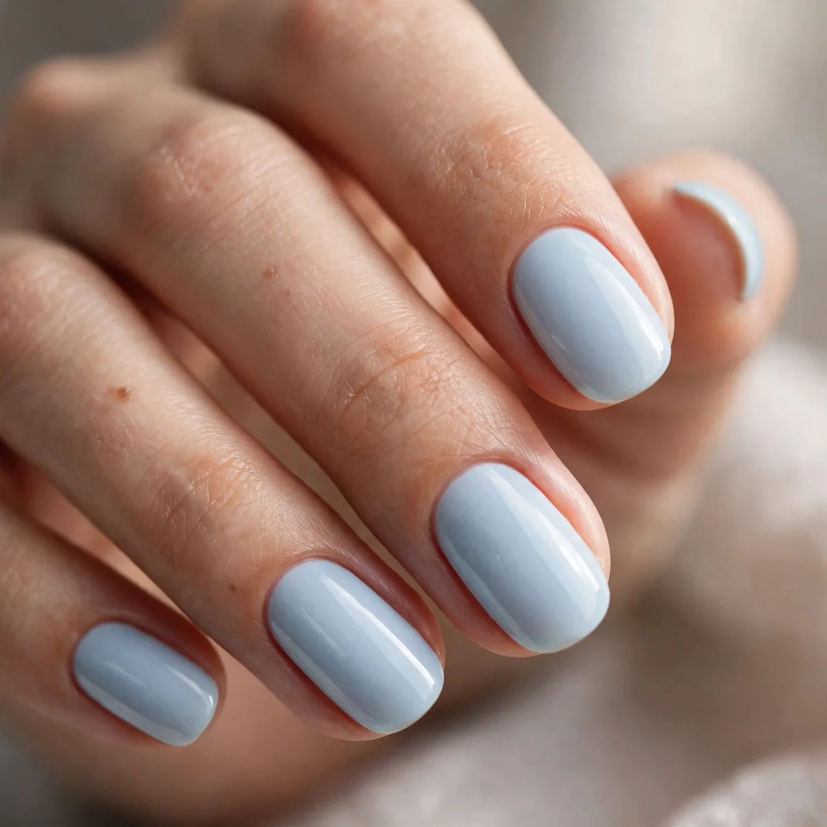 Icy pale blue nails