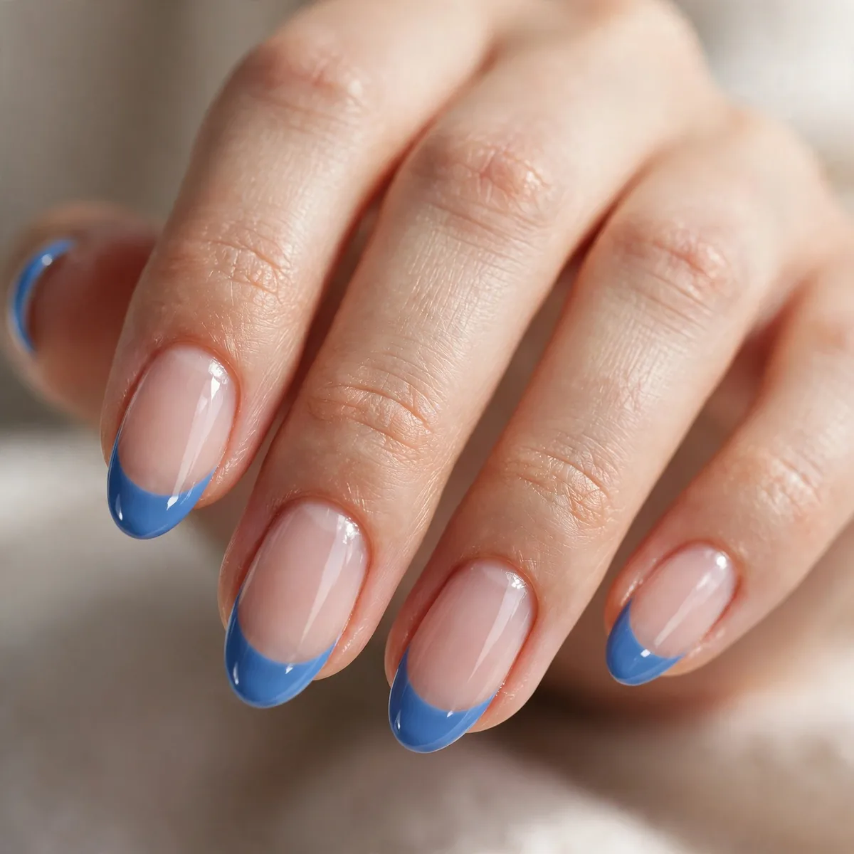 Blue French tip nails