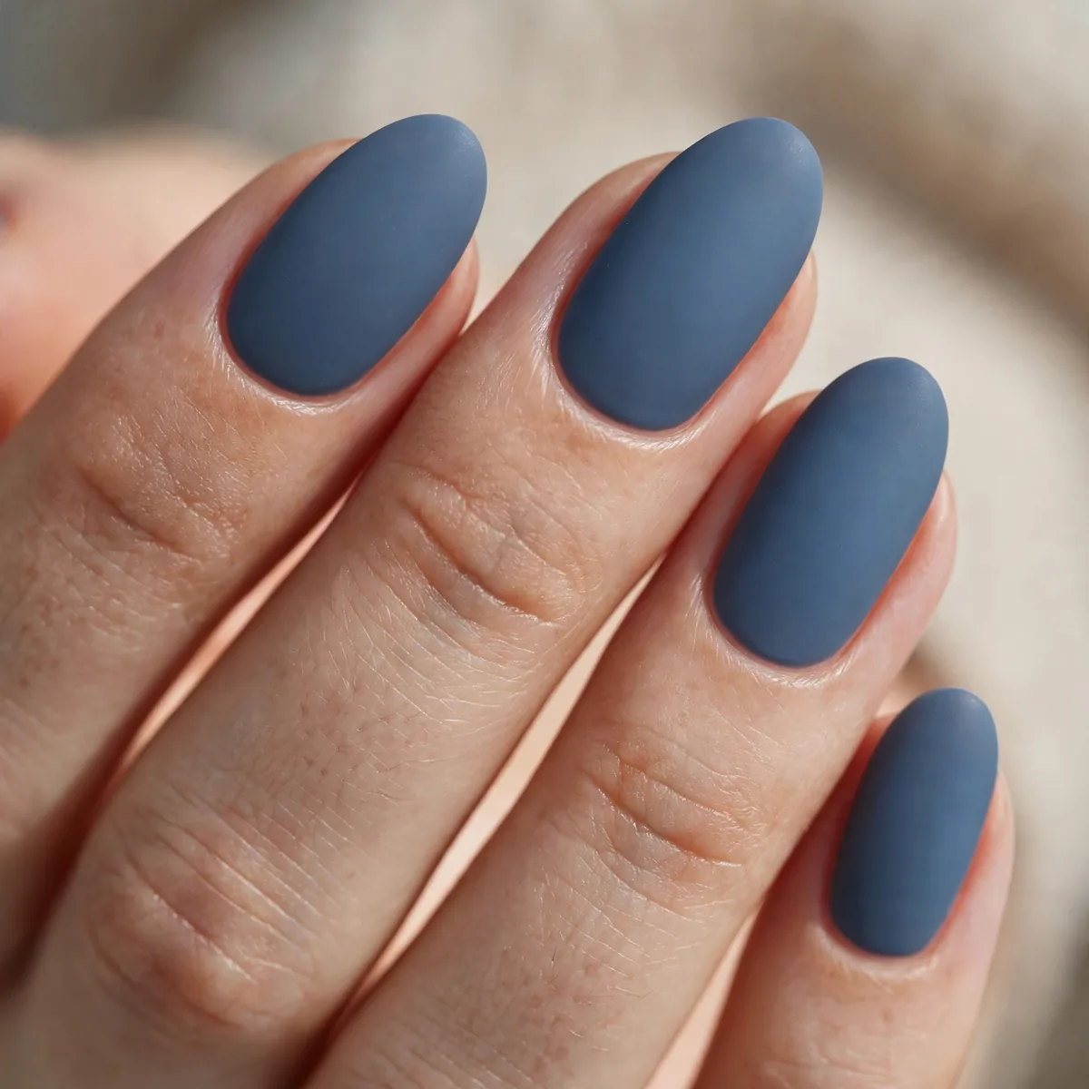Matte slate blue nails