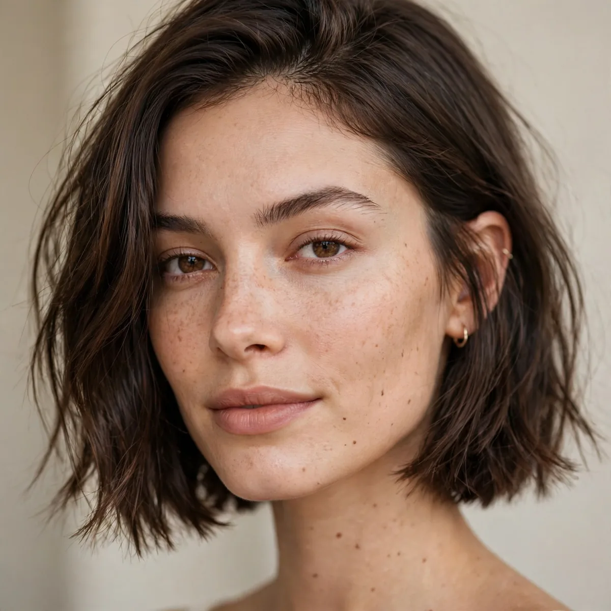 Blunt bob with French girl texture at jaw length