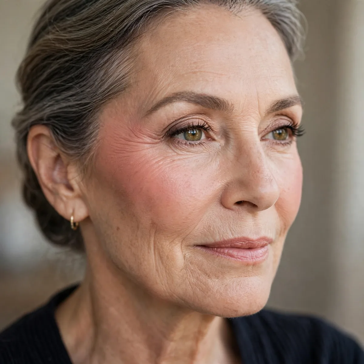 Blush placement for mature faces