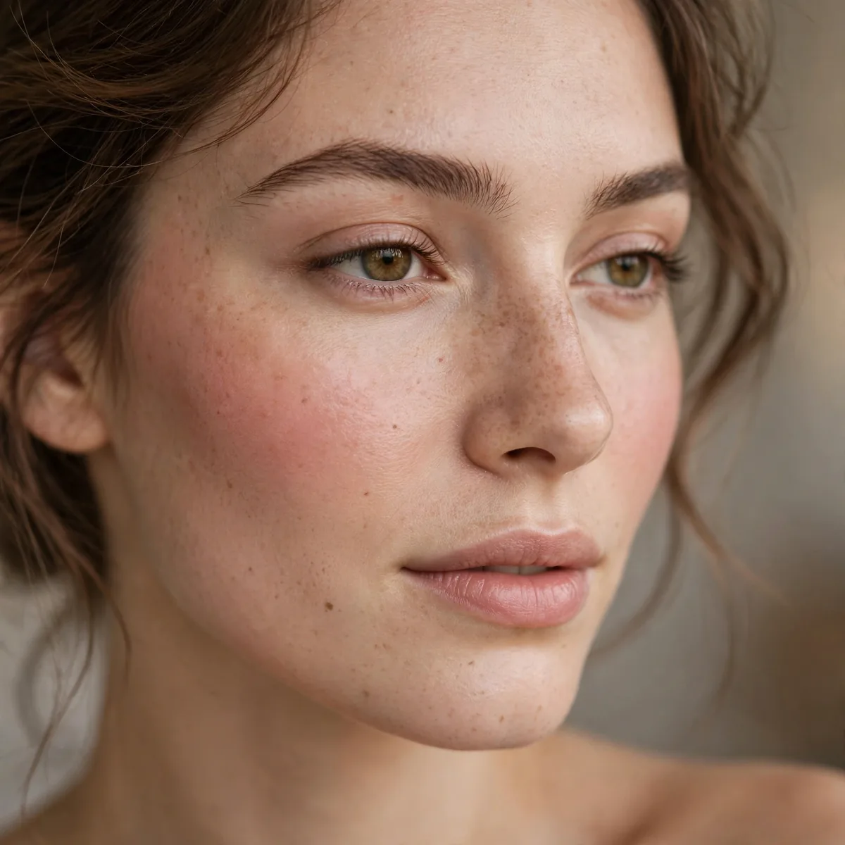 Blush on bare skin natural