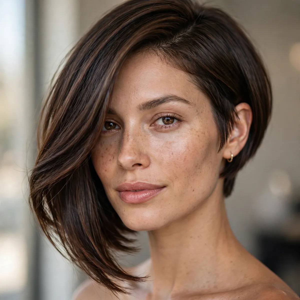 Asymmetric bob haircut
