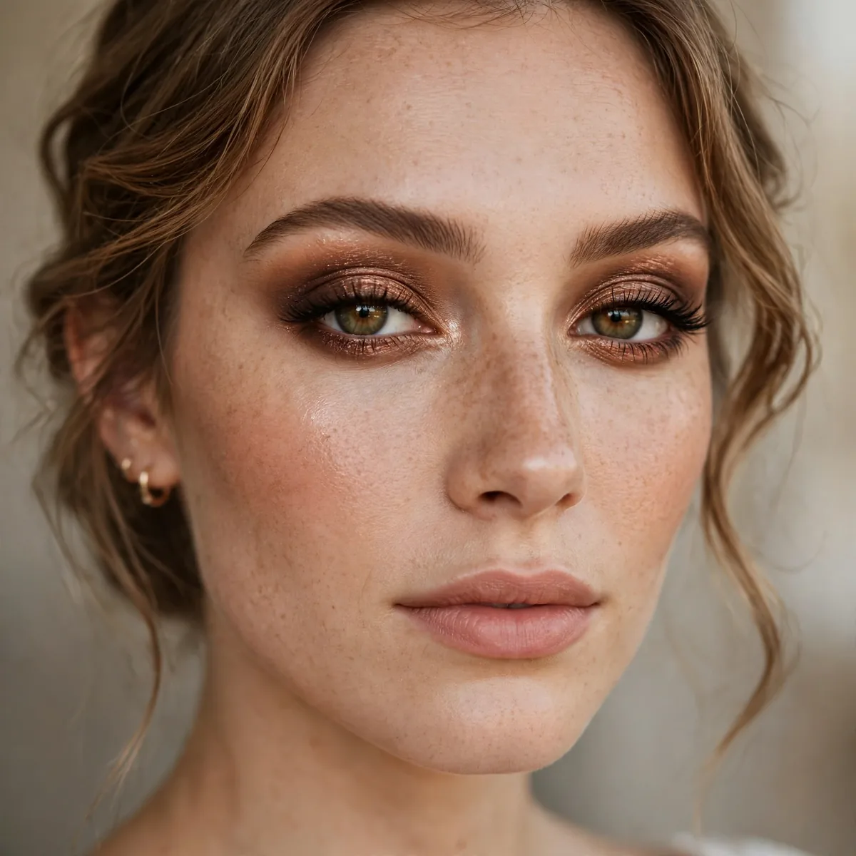 Warm bronze smoky eye makeup for wedding