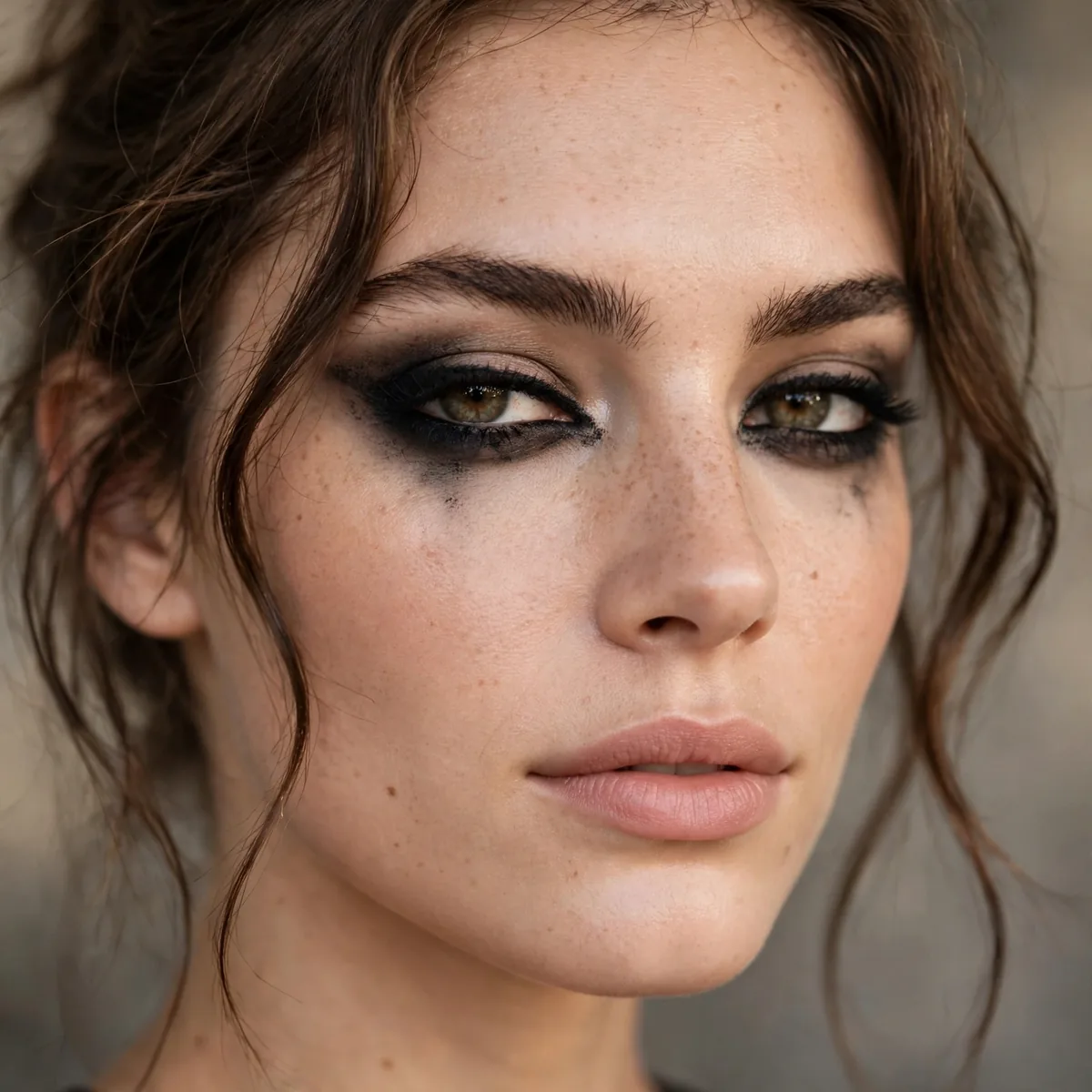 Smudged rock-star black eyeliner look