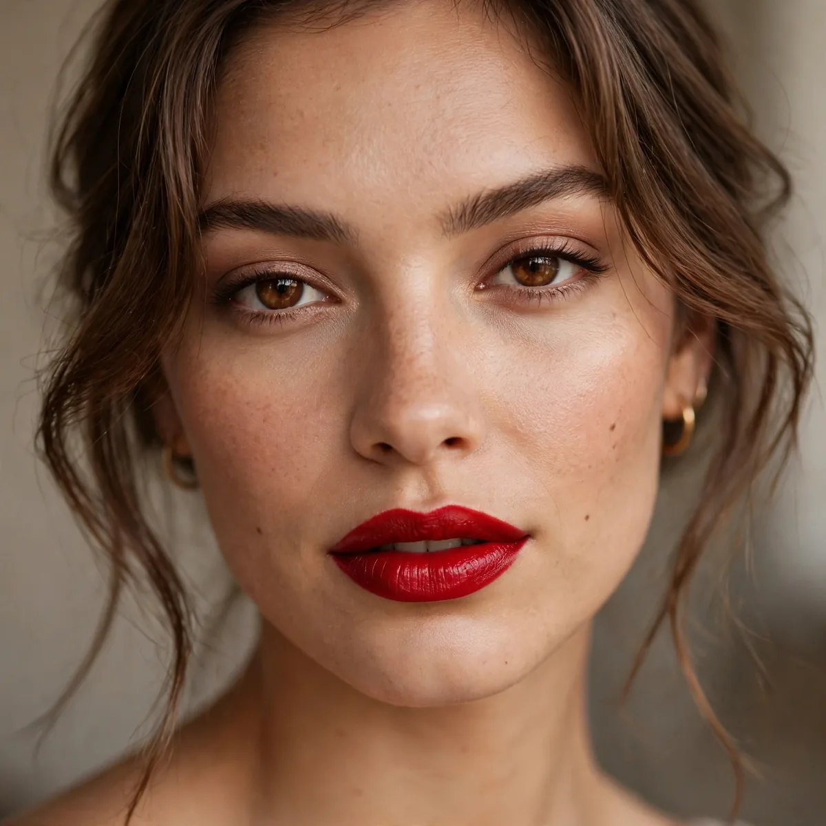Classic red lipstick power look