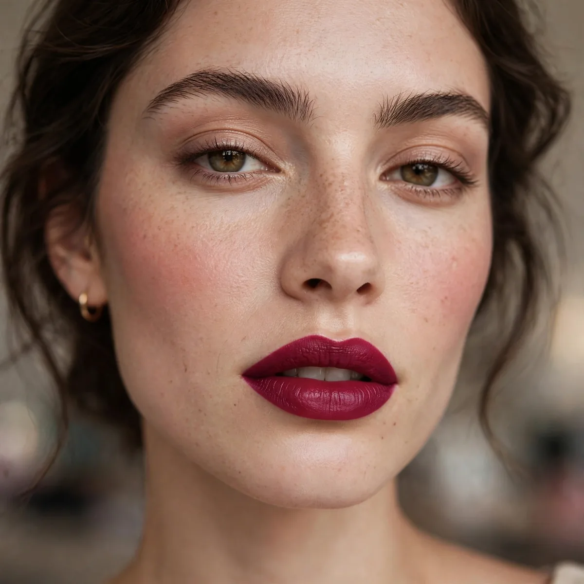Berry statement lipstick look
