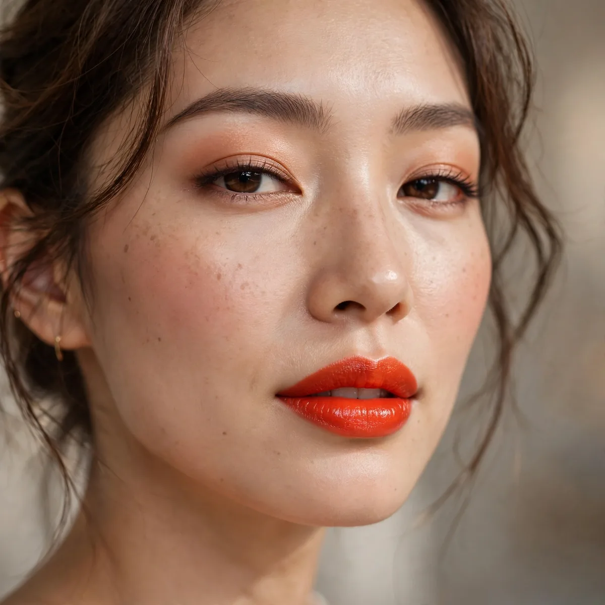 Orange red energetic lipstick