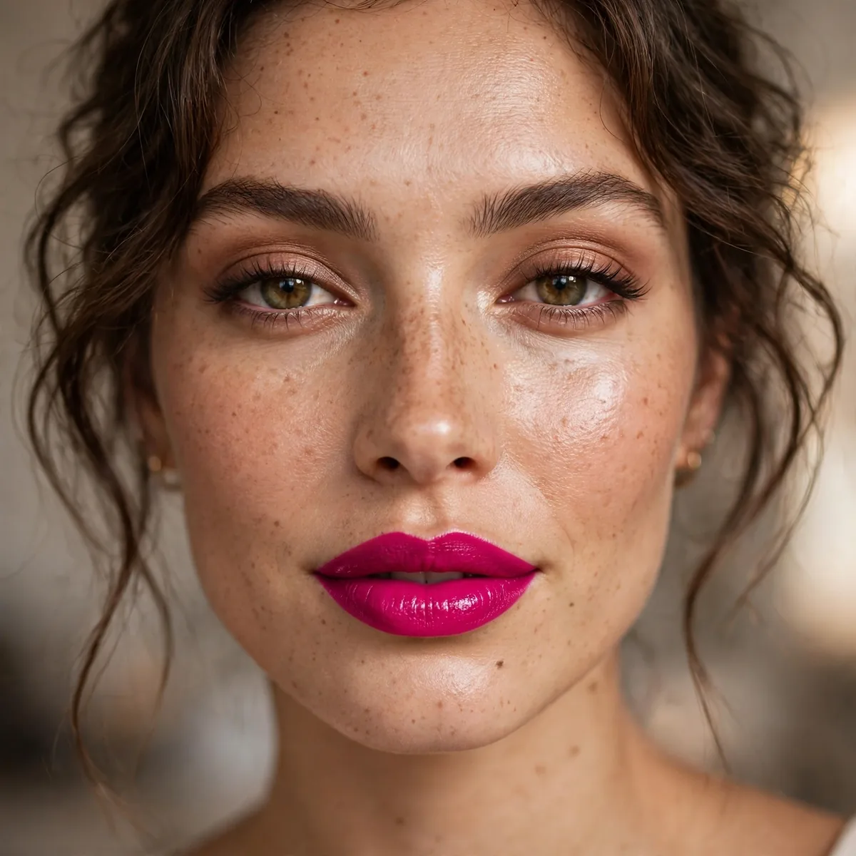Fuchsia bold lipstick look