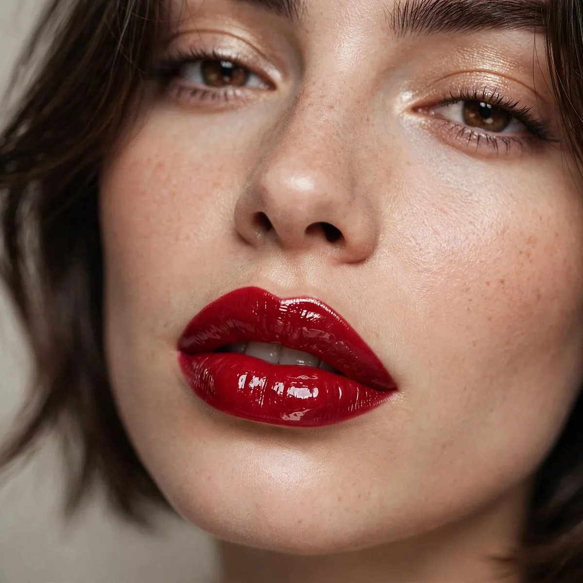 Glossy bold lipstick shine