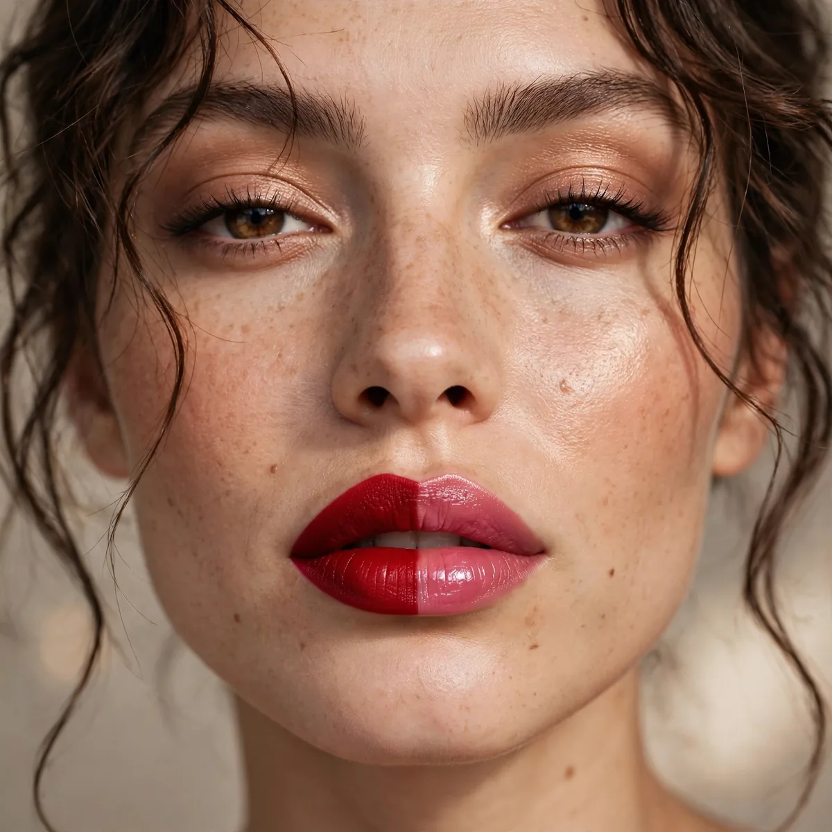 Two tone bold lipstick look