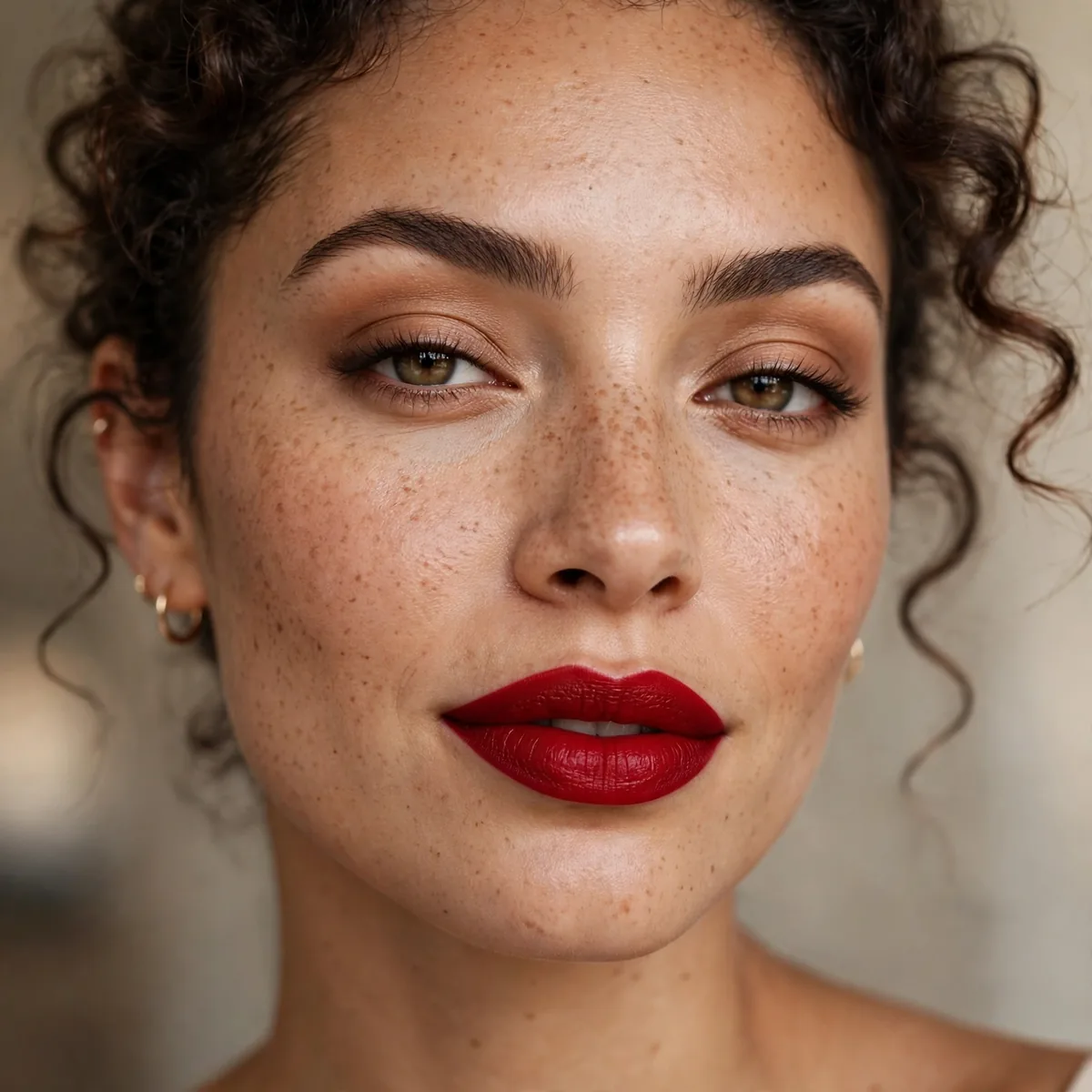 Confident bold lipstick wear