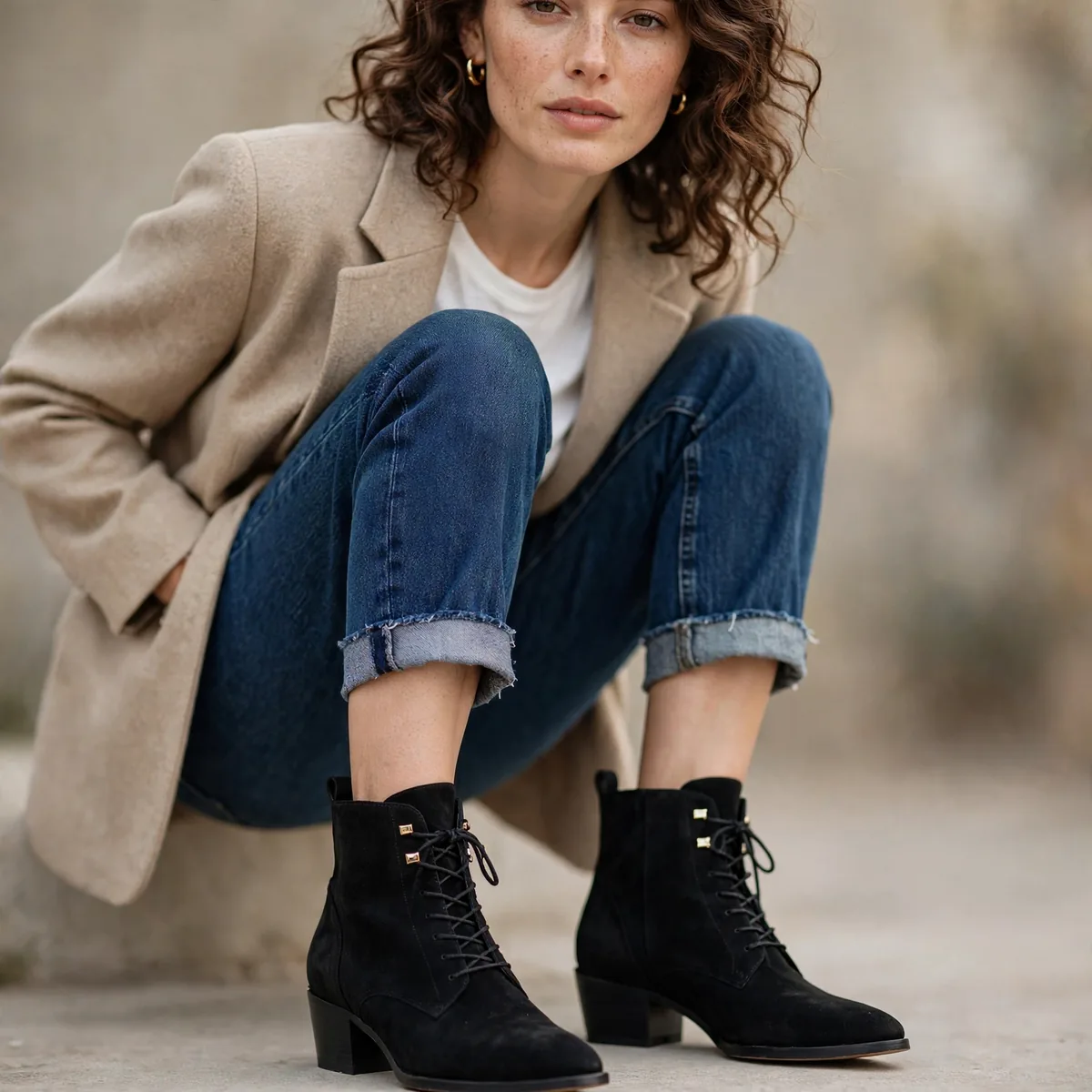Ankle boots with cropped jeans