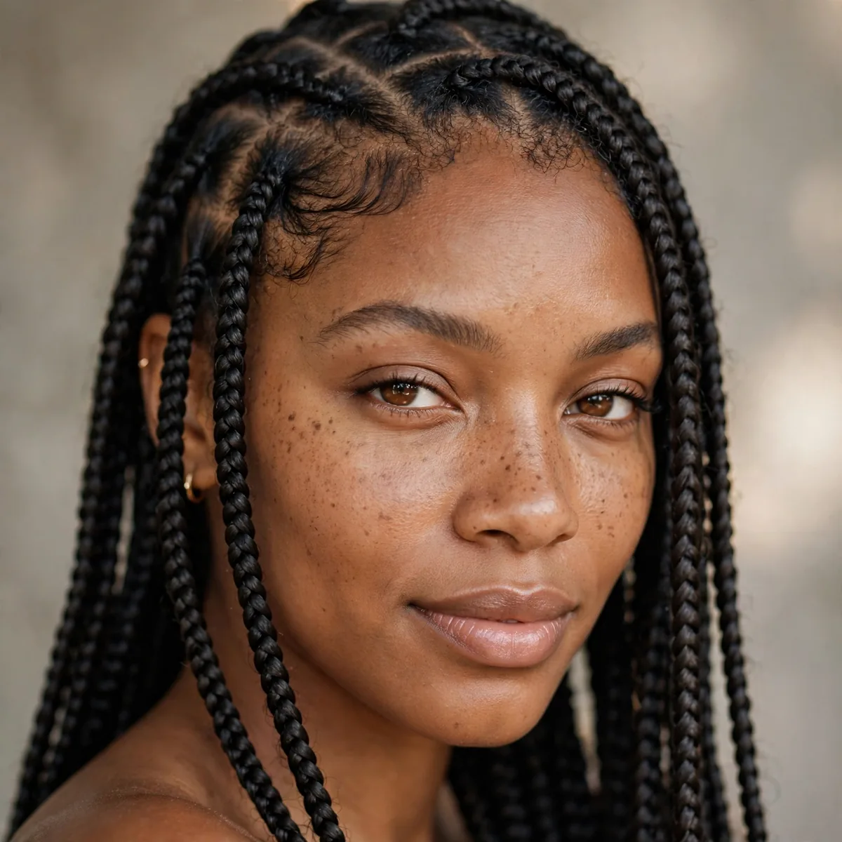 Knotless box braids with natural-looking roots