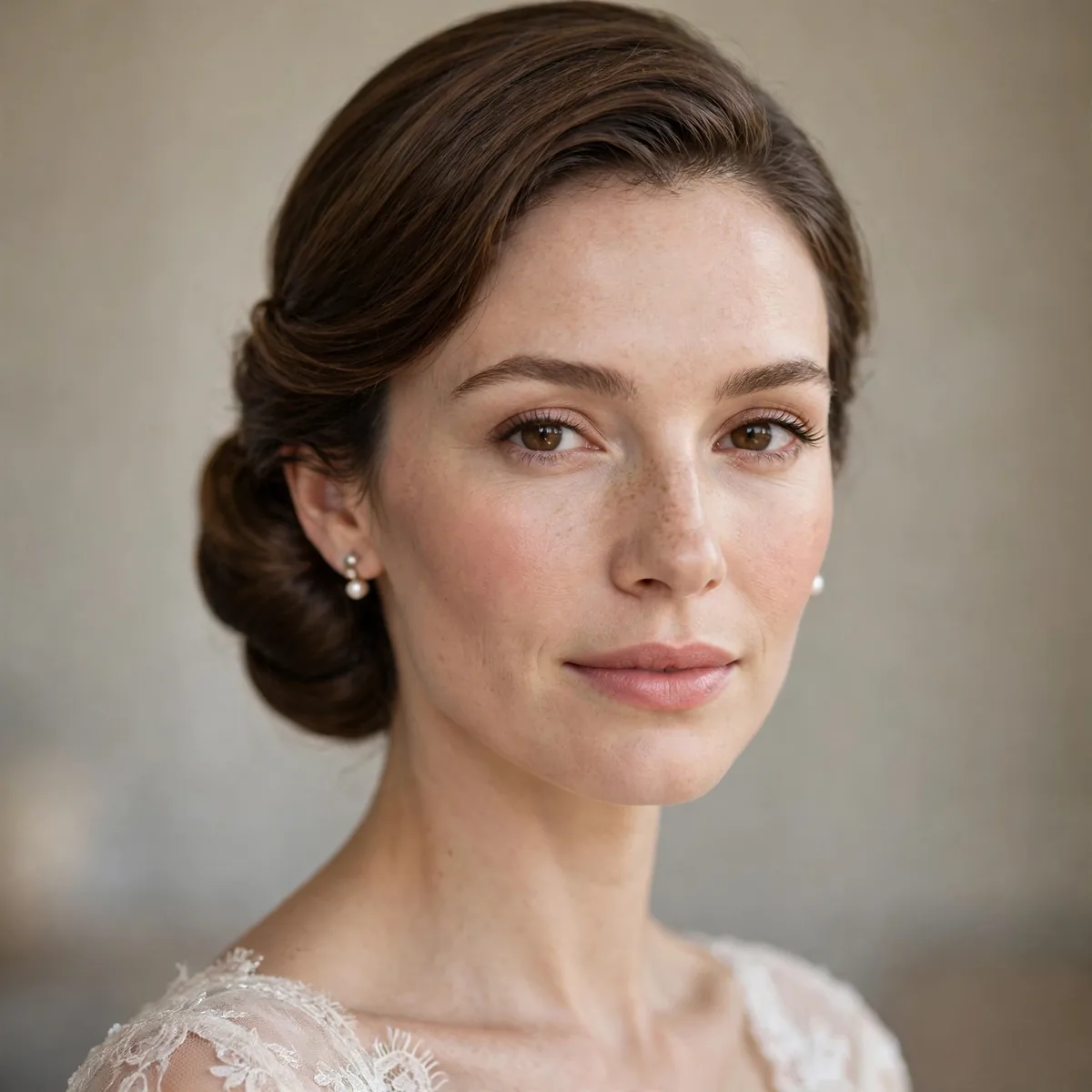 Classic low chignon bridal hairstyle