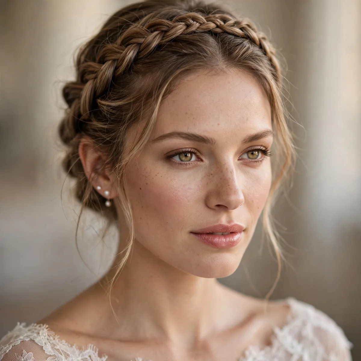 Braided crown bridal hairstyle