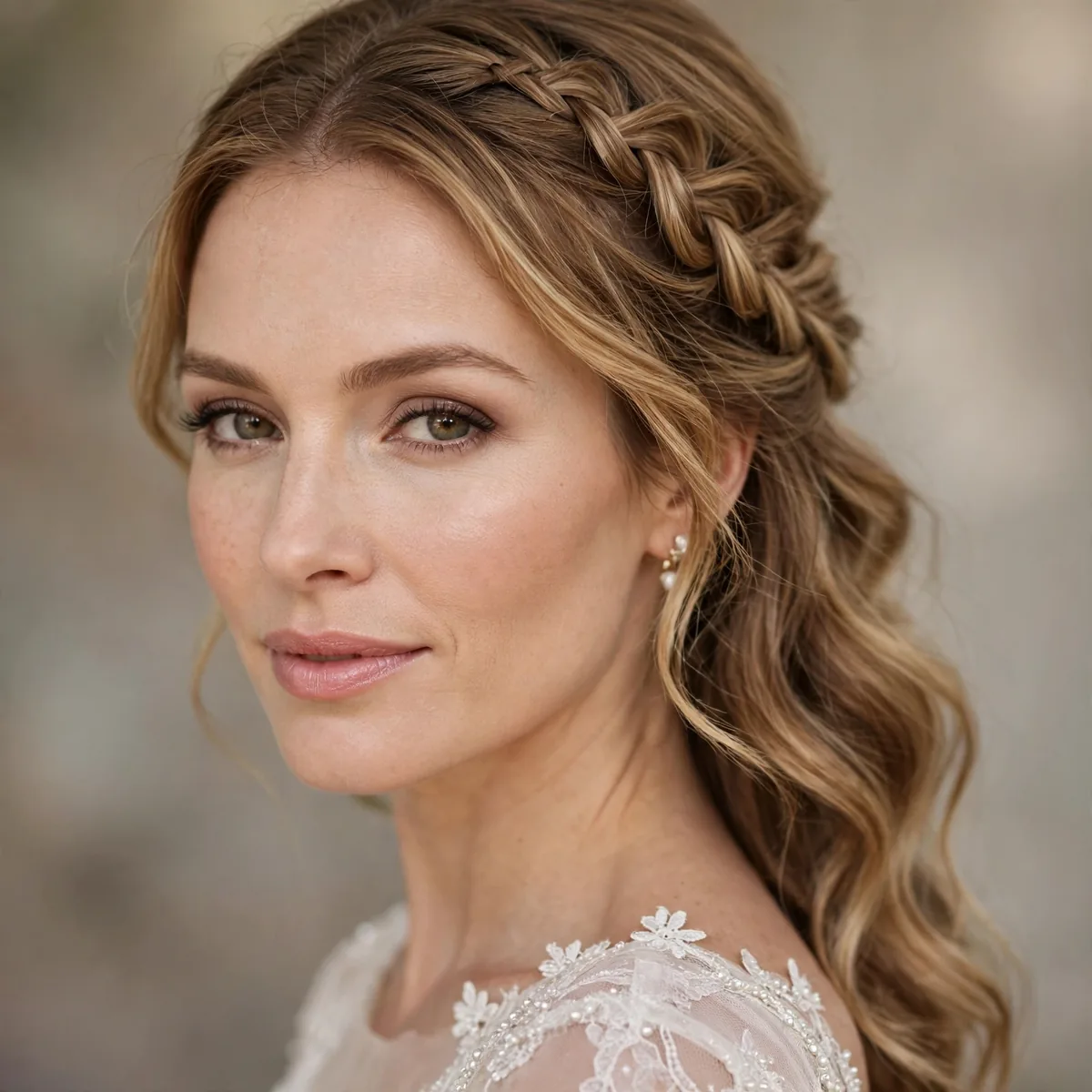 Half up waterfall braid bridal