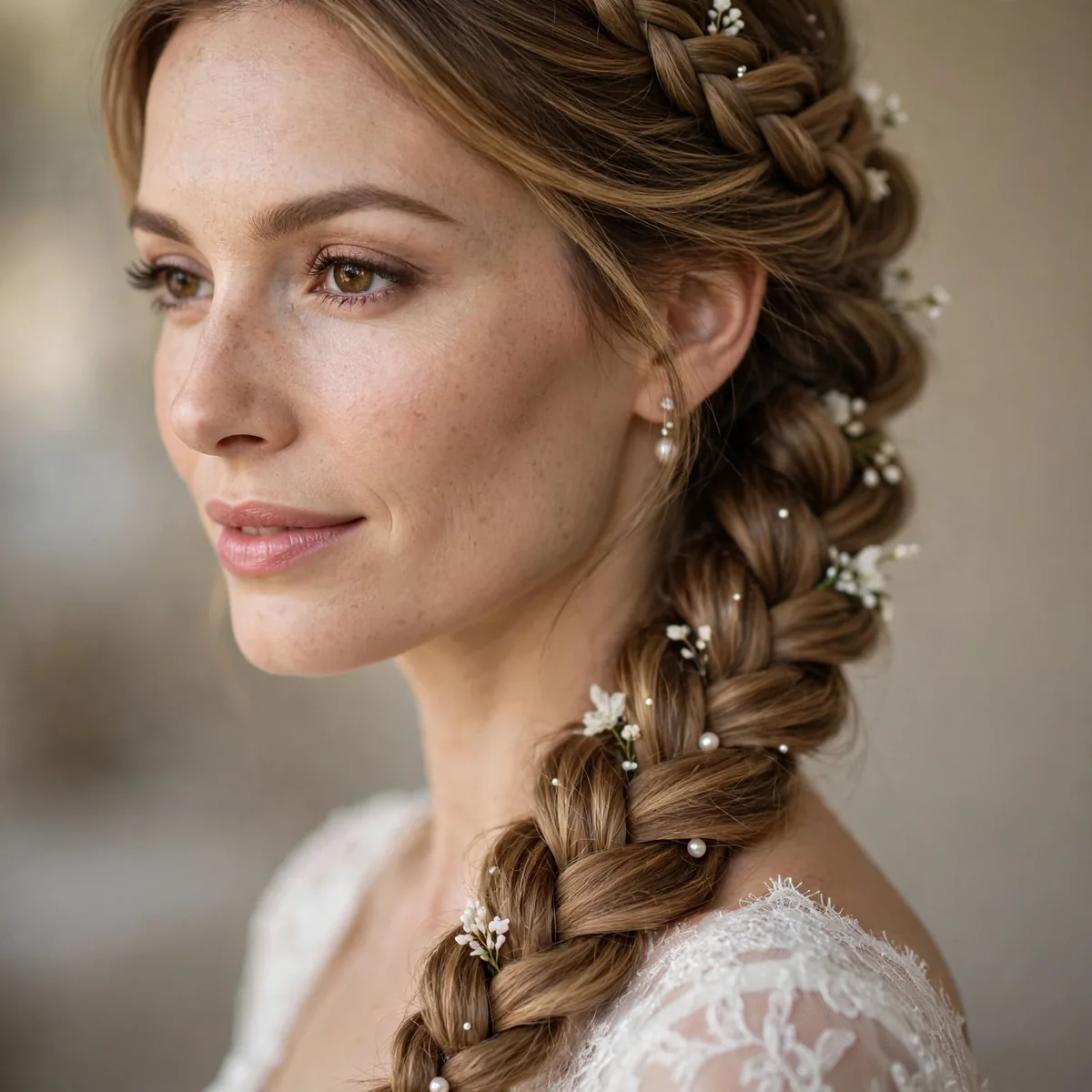 Fishtail braid bridal hairstyle
