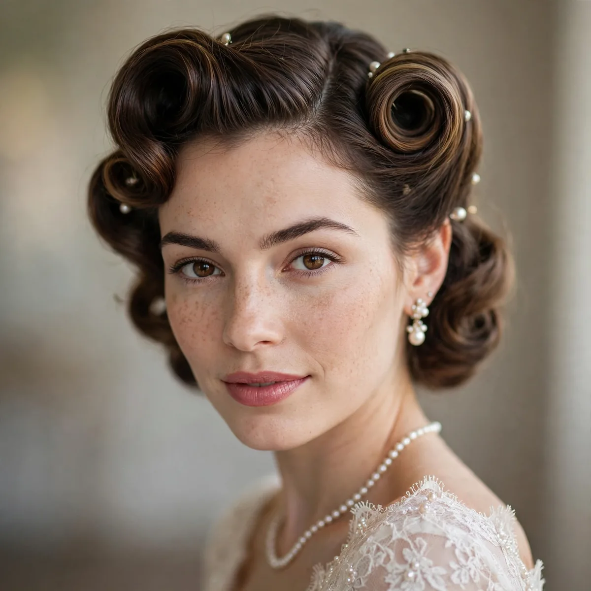 Vintage victory rolls bridal hair