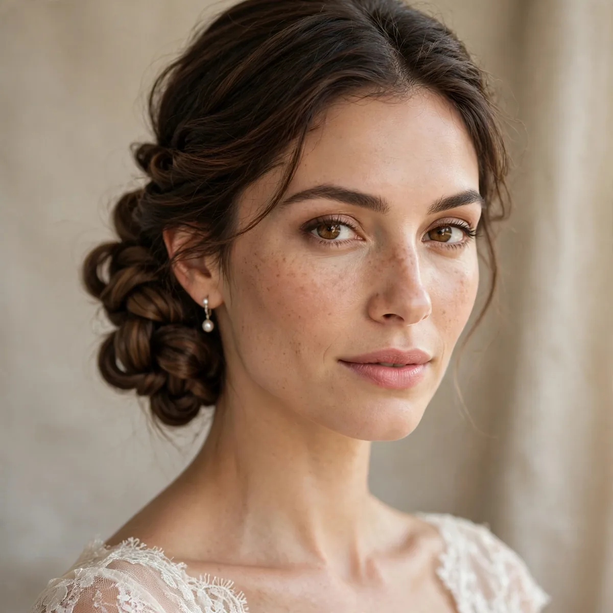 Knotted low updo bridal