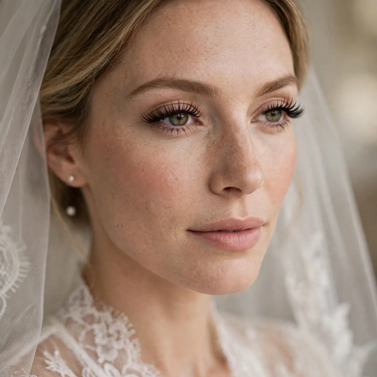 Bridal look with defined lashes