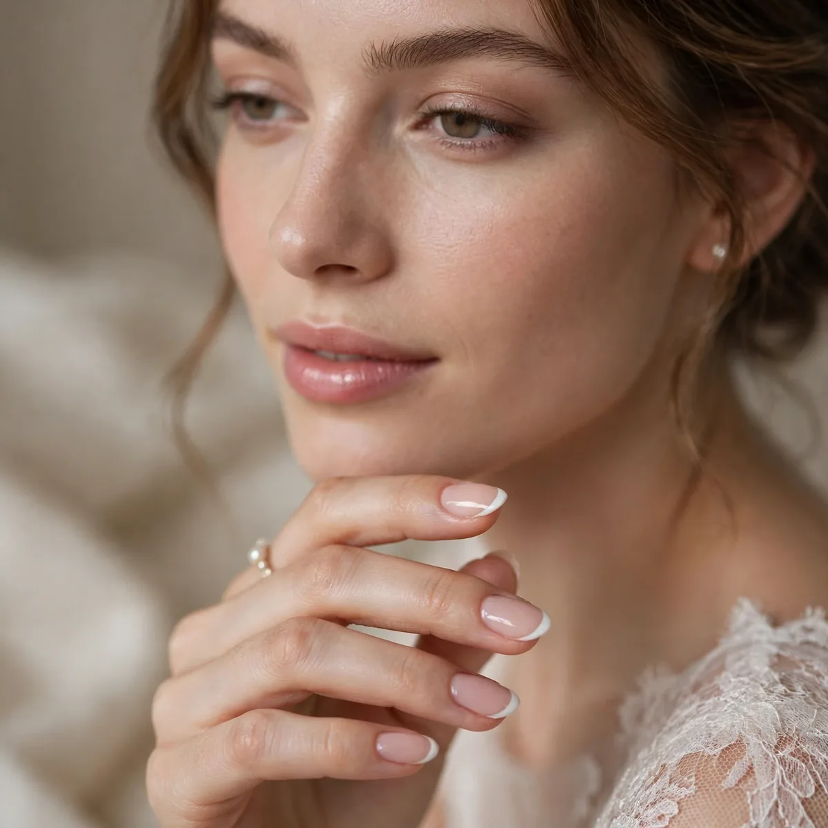 Micro French tip bridal nails