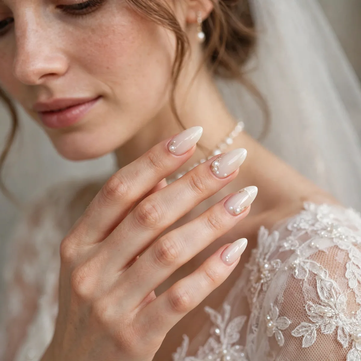Almond shaped bridal nails