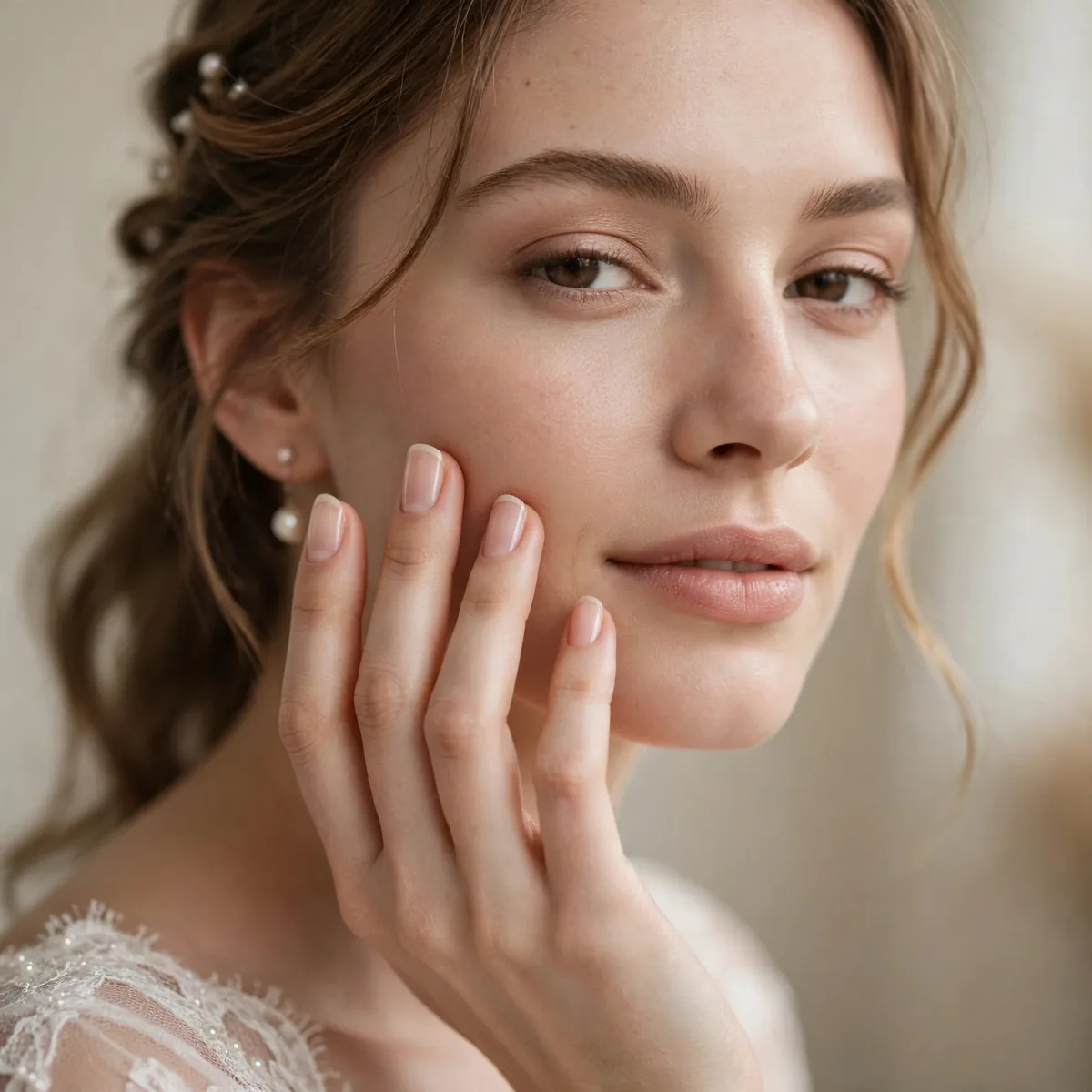 Short natural bridal nails