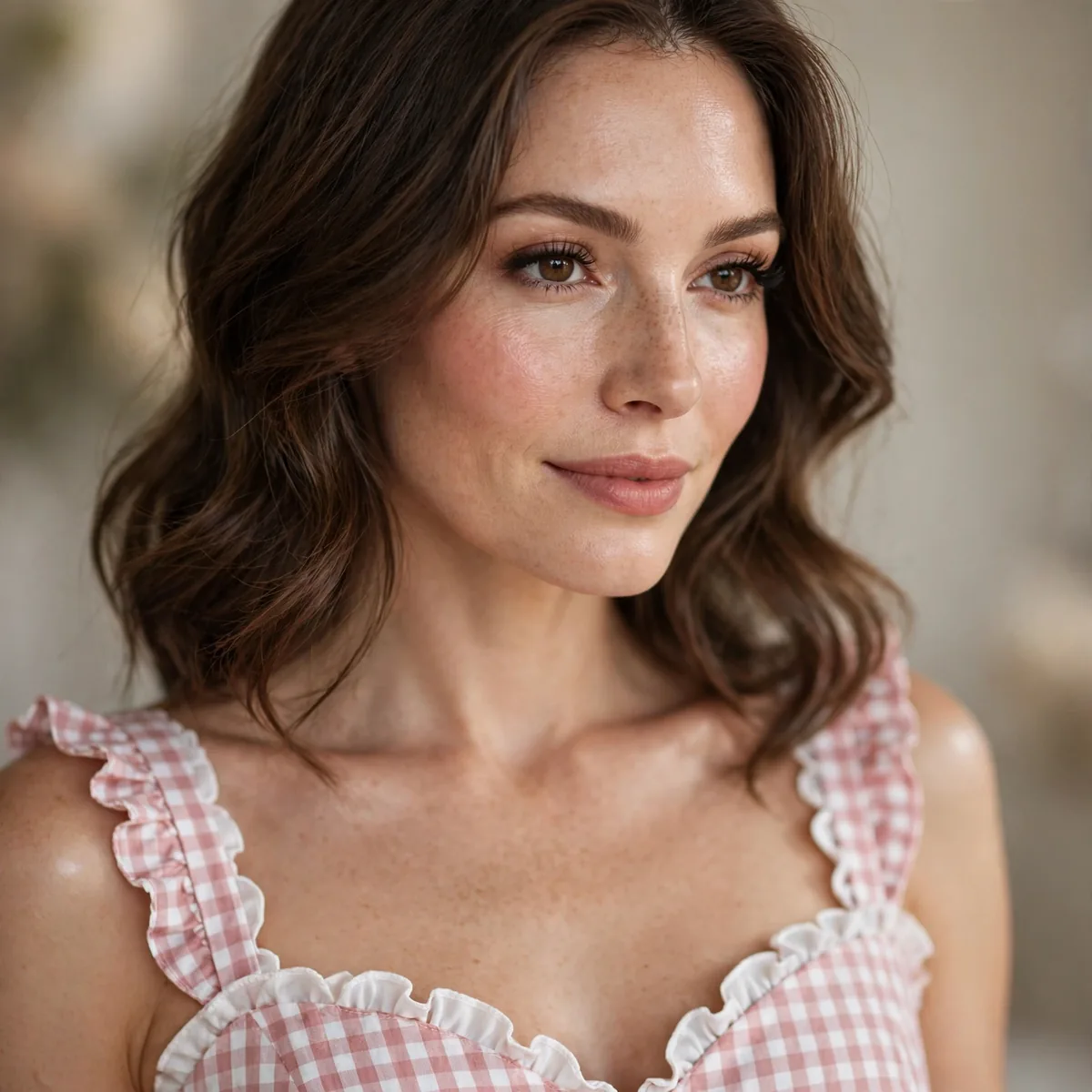 Gingham dress for shower guest