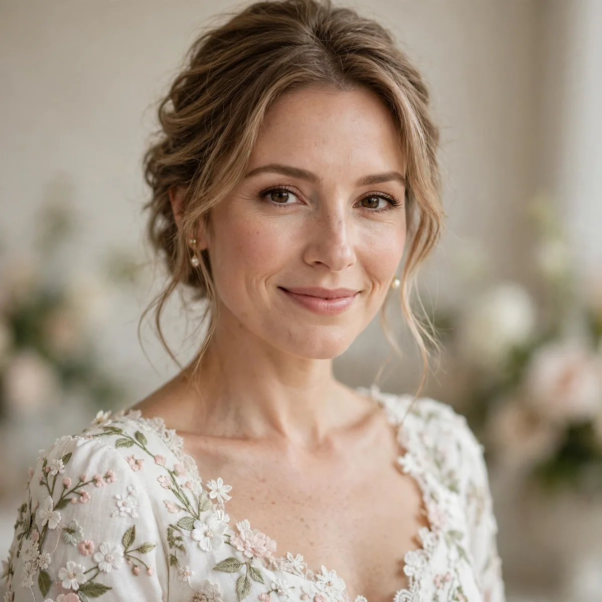 White floral dress bridal shower