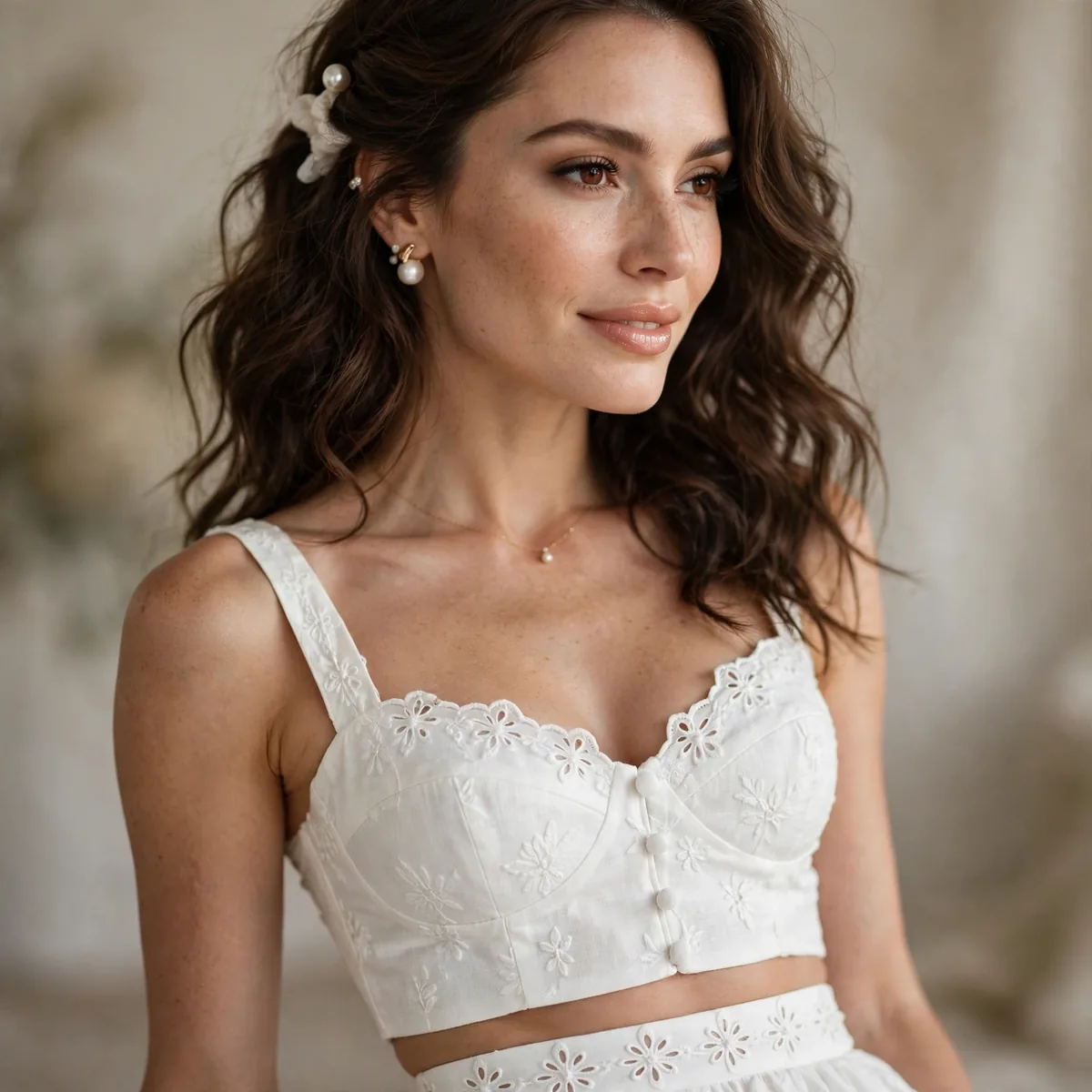White two piece set bridal shower