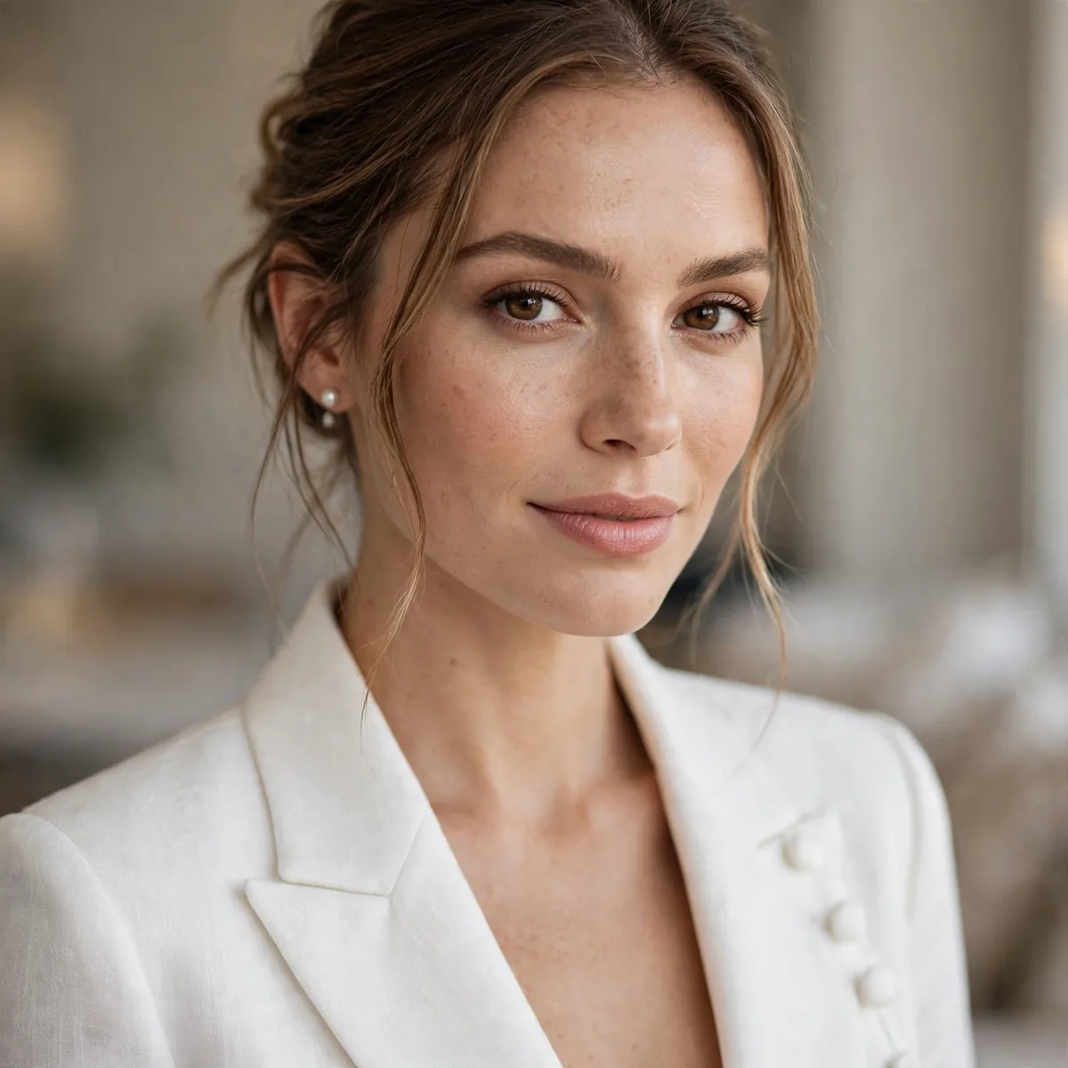 White blazer dress bridal shower