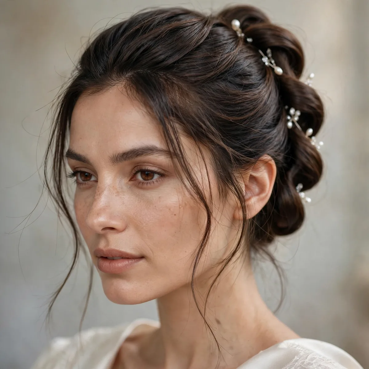 Modern French twist bridal updo