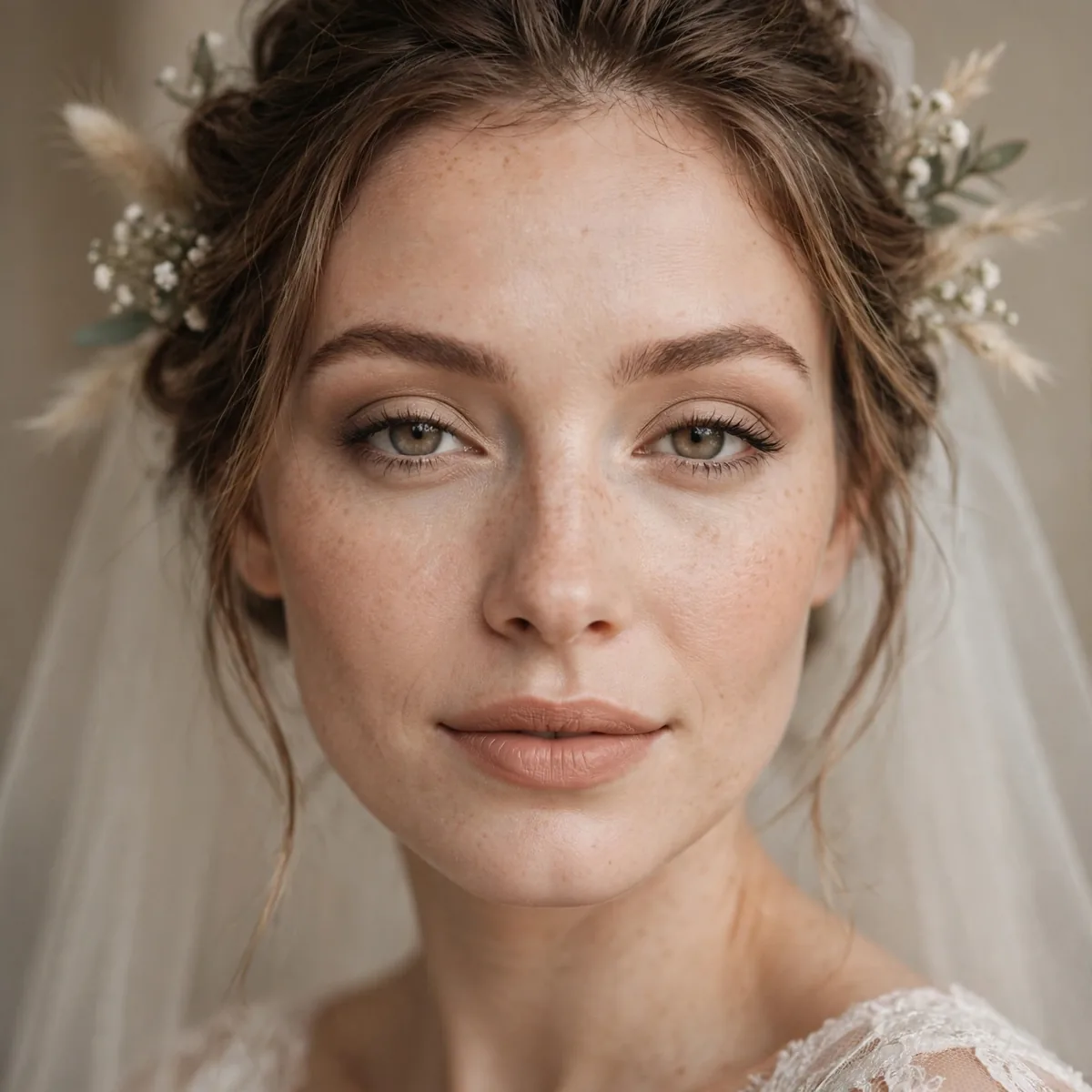 Bride with soft warm neutral matte eyeshadow