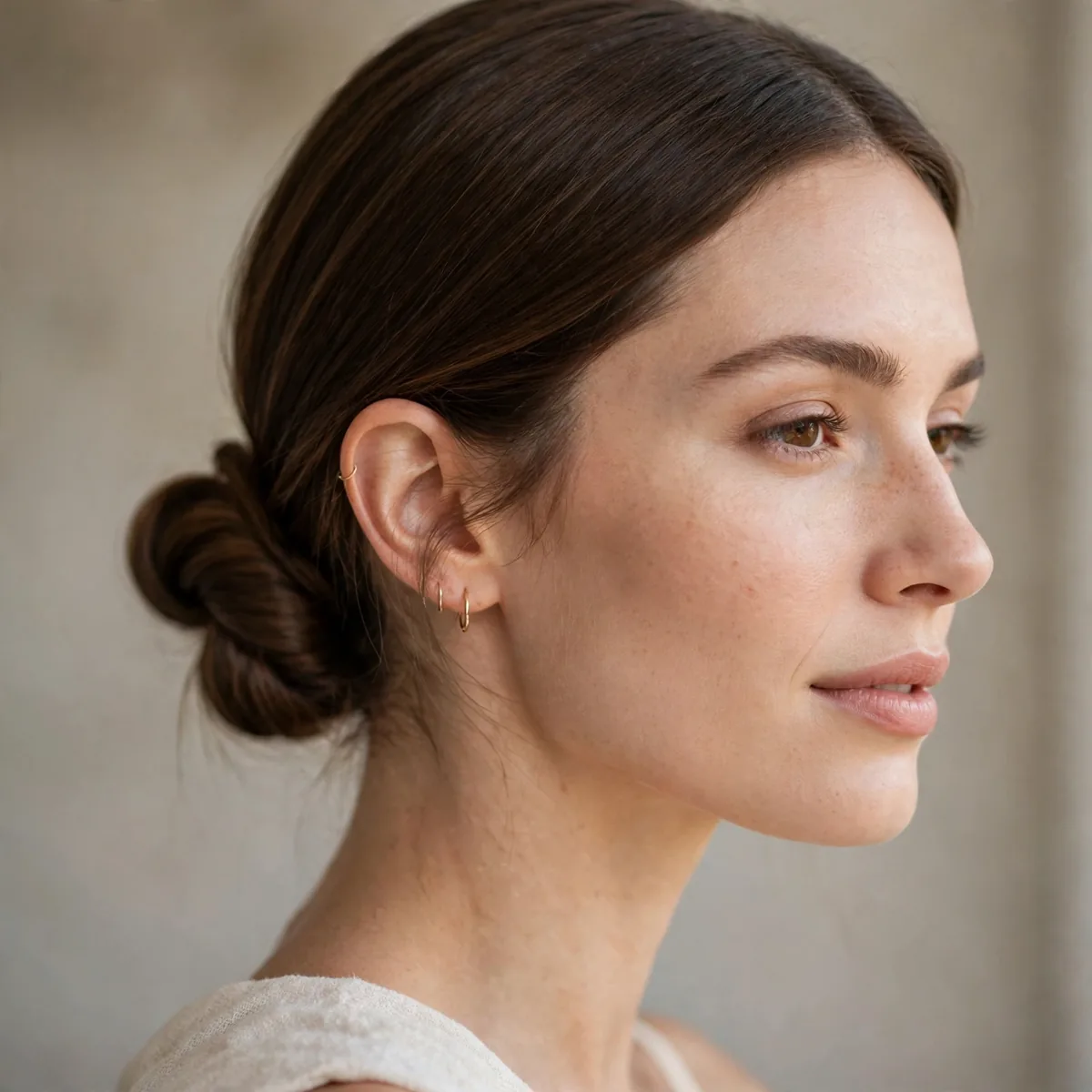 Minimalist low knot bridesmaid hairstyle