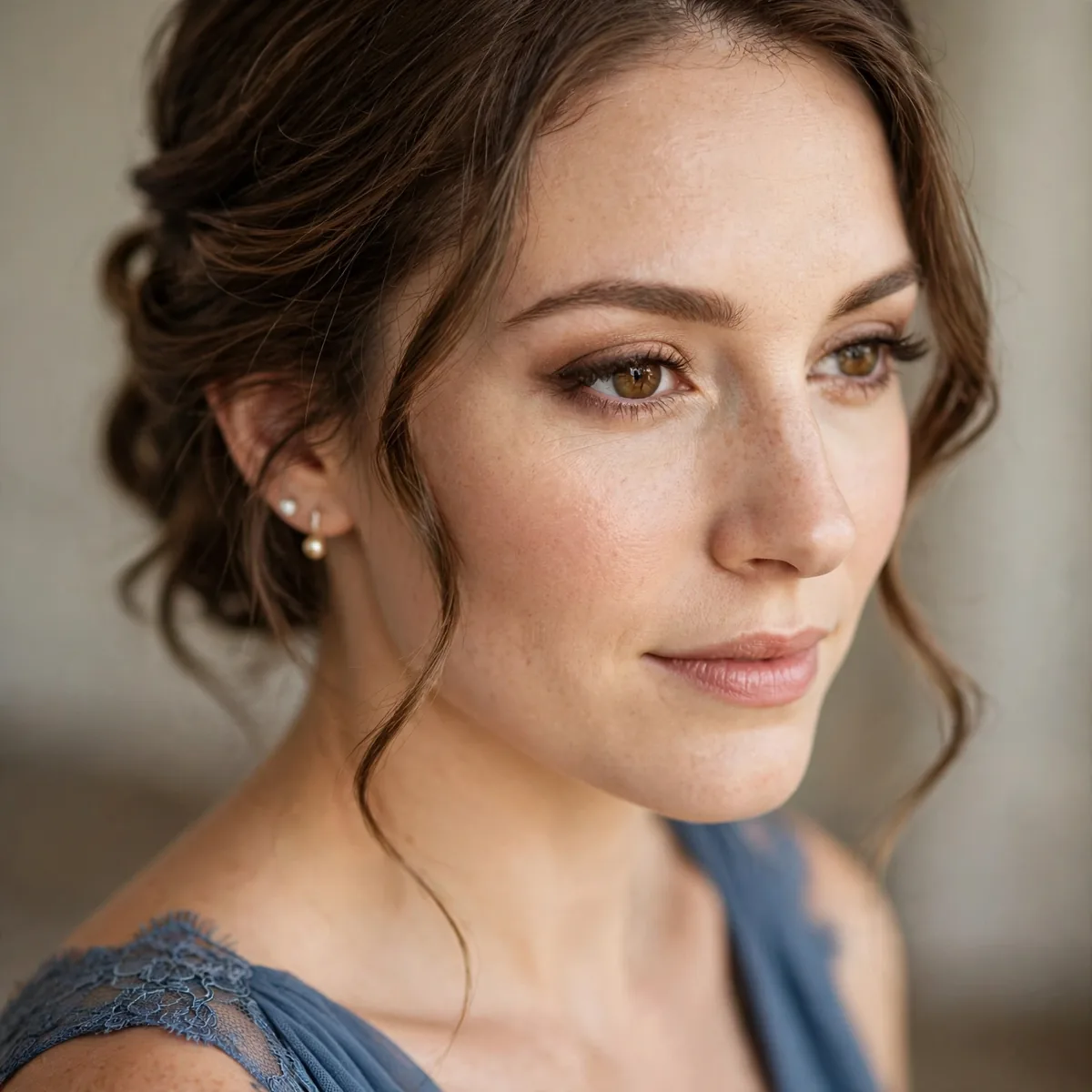 Bridesmaid with soft brown eyeliner