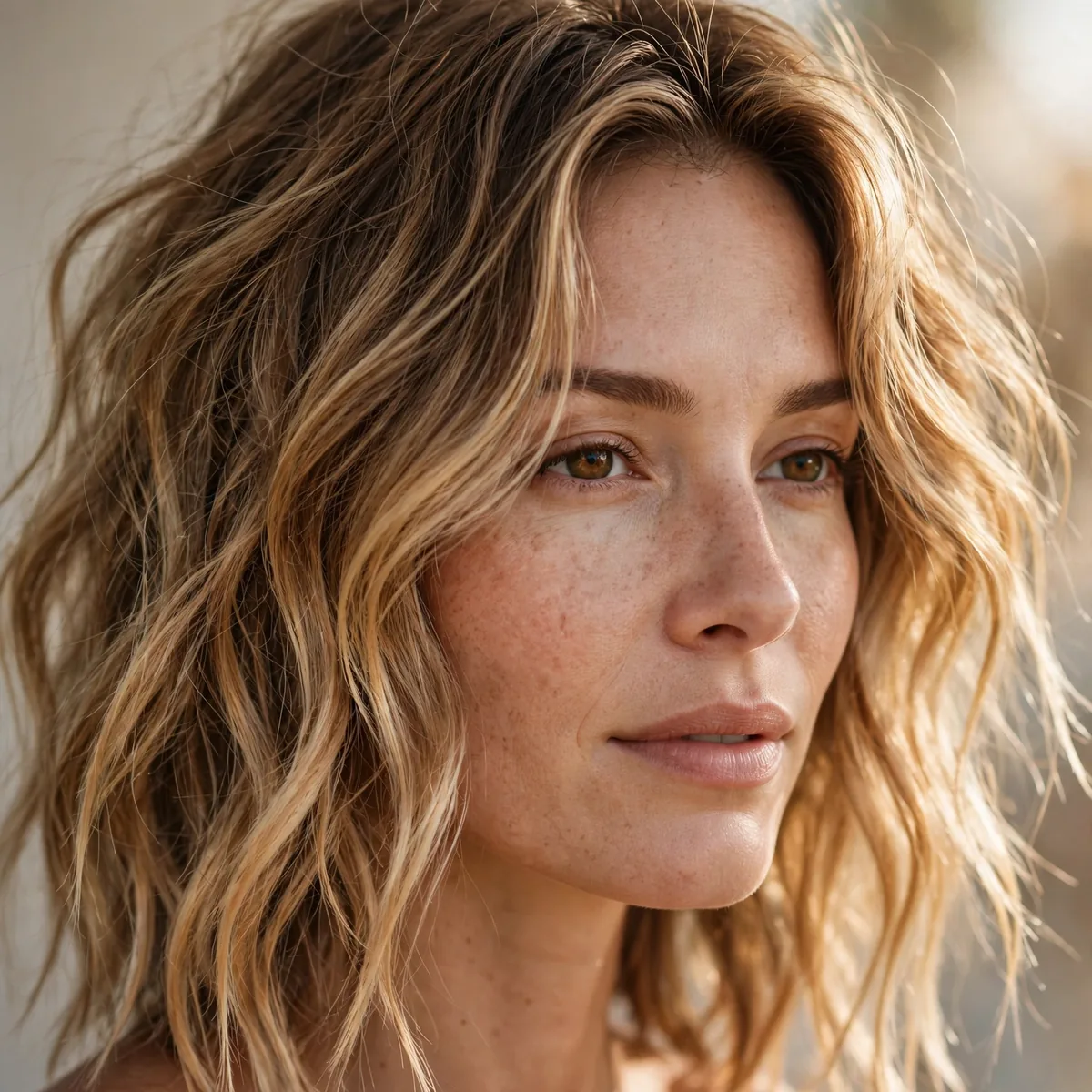 Beachy bronde with sunkissed ends