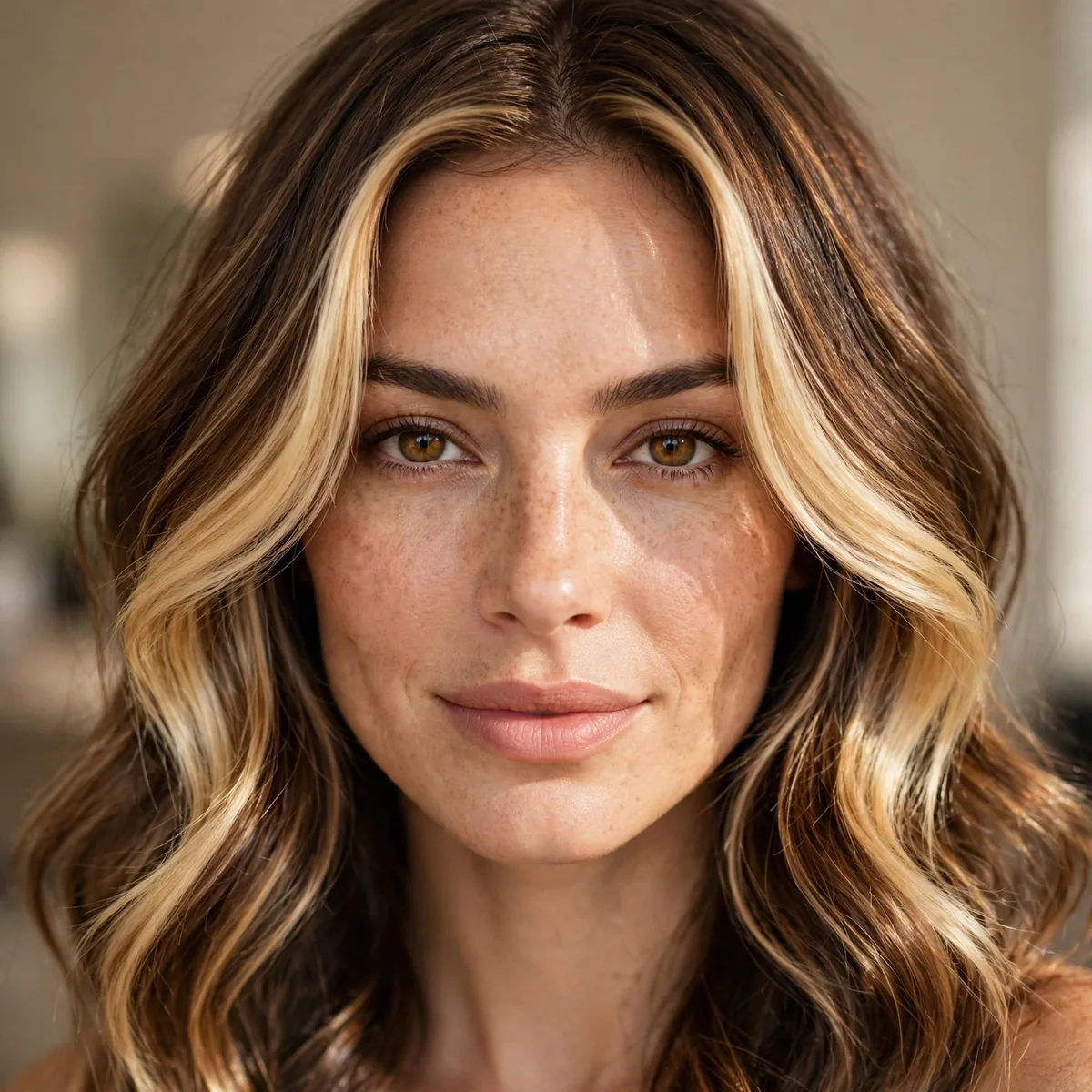 Bronde hair with bright money piece